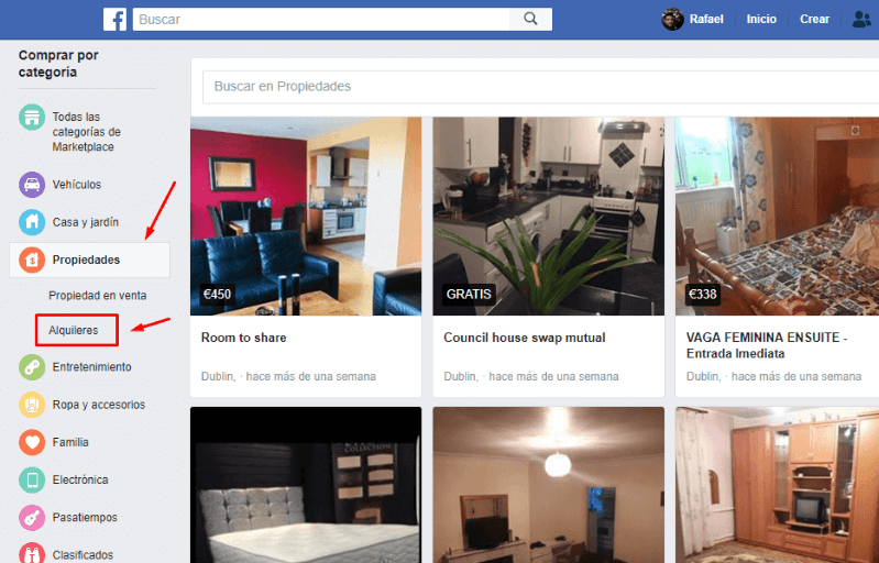 alojamientos en facebook irlanda 