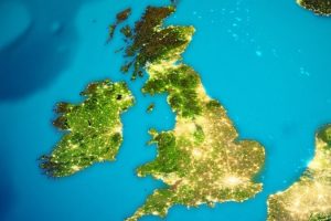 Vista Satelital del Mapa Irlanda y Reino Unido