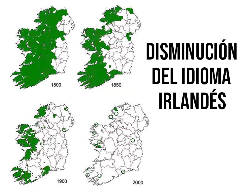 mapa de irlanda del idioma irlandés