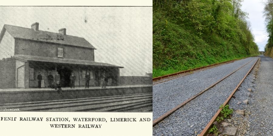 Linea de tren en Waterford y foto antigua