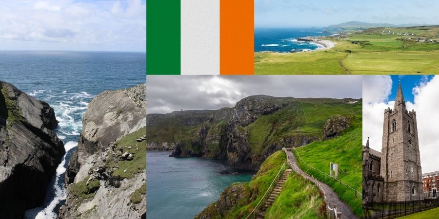 Collage de Irlanda con su Bandera