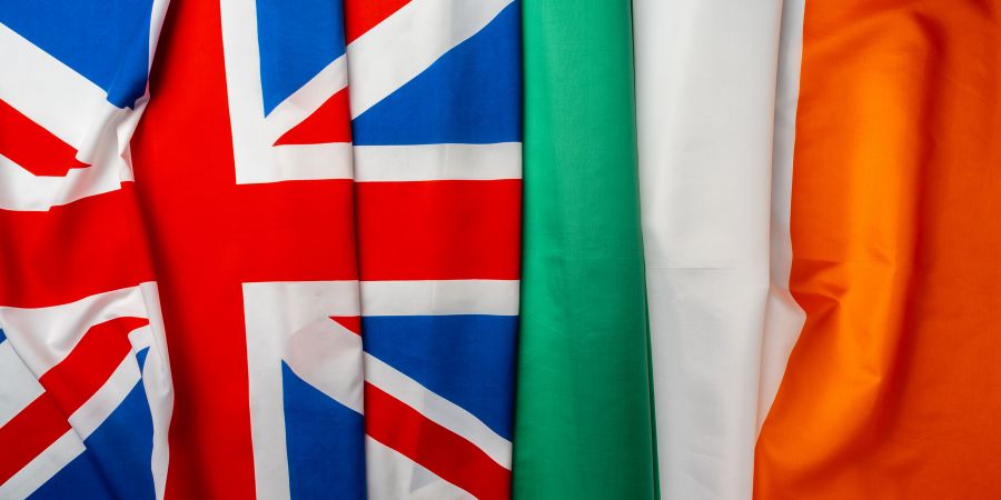 Irlanda vs Inglaterra banderas